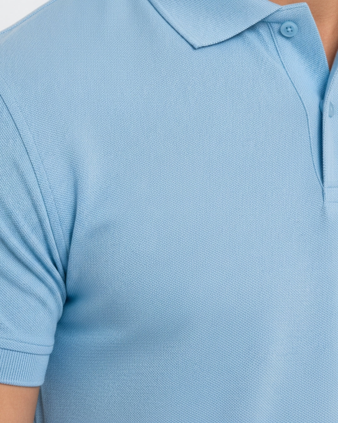 Men's Solid Sky Blue Matty Half Sleeve Polo Regular T-Shirt