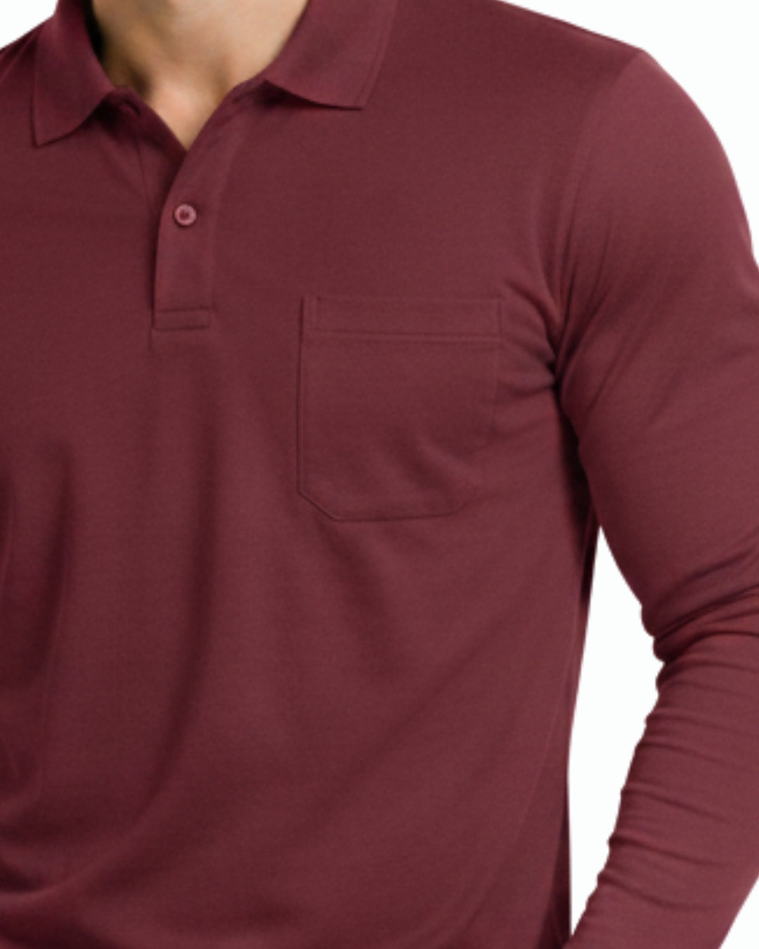 Men's Solid Maroon Matty Full sleeve Polo Regular T-Shirt