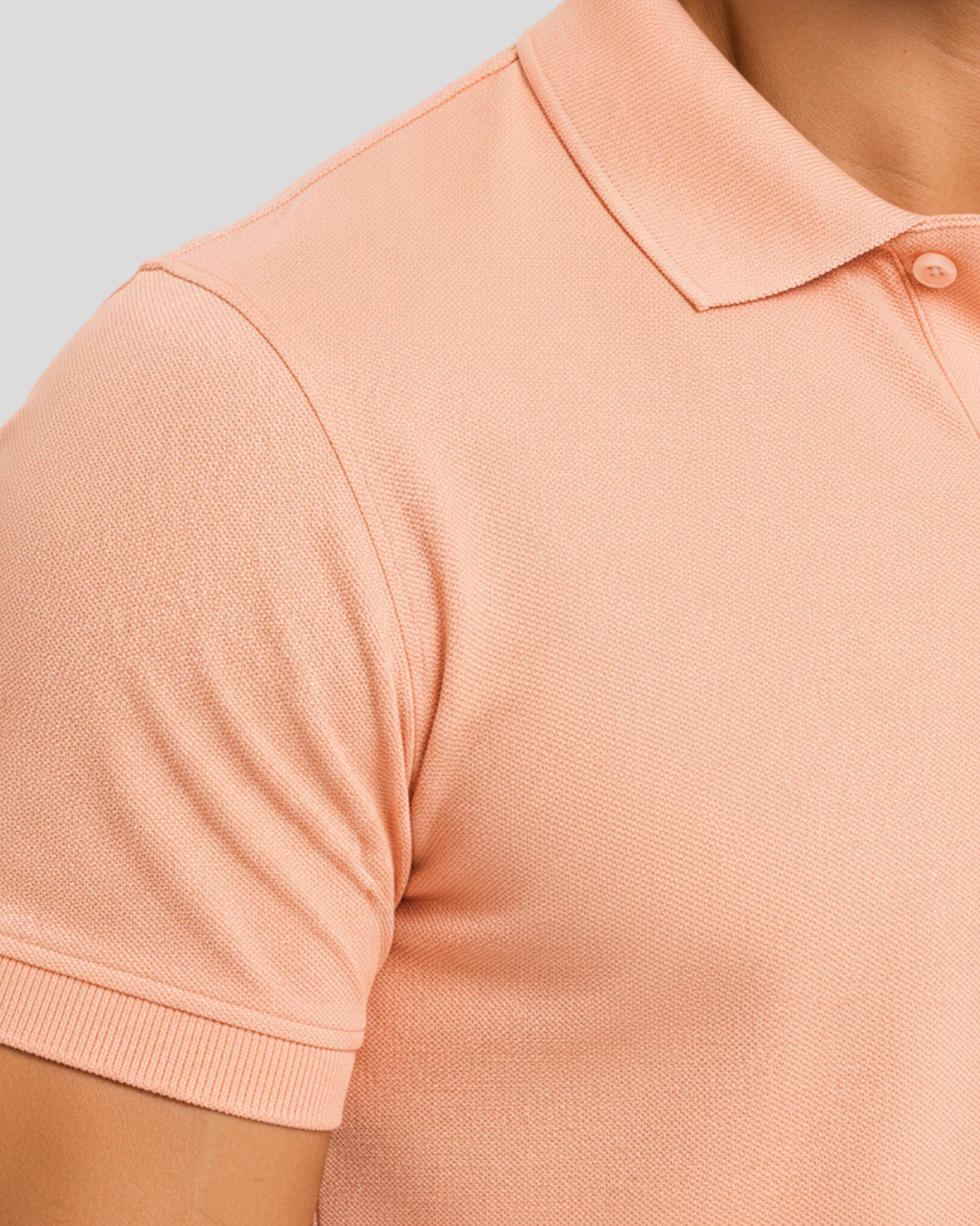 Men's Solid Peach Matty Half Sleeve Polo Regular T-Shirt
