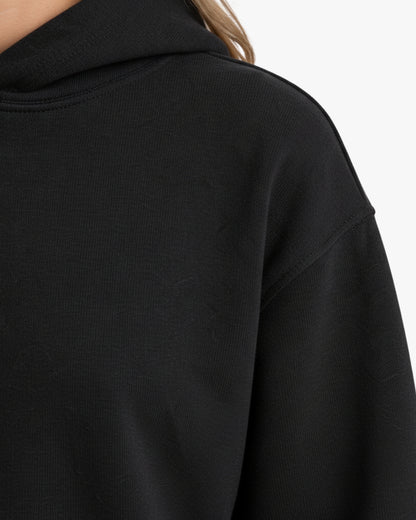 Sman's Solid Black Cotton Crew Neck Oversized Printed Hoodie For Women