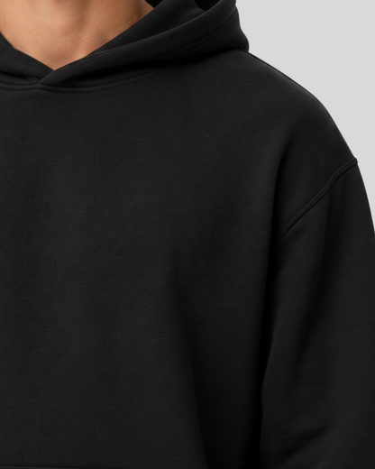 Men's Solid Black Cotton Full Sleeve Oversized Hoodie