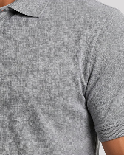 Men's Solid Grey Matty Half Sleeve Polo Regular T-Shirt