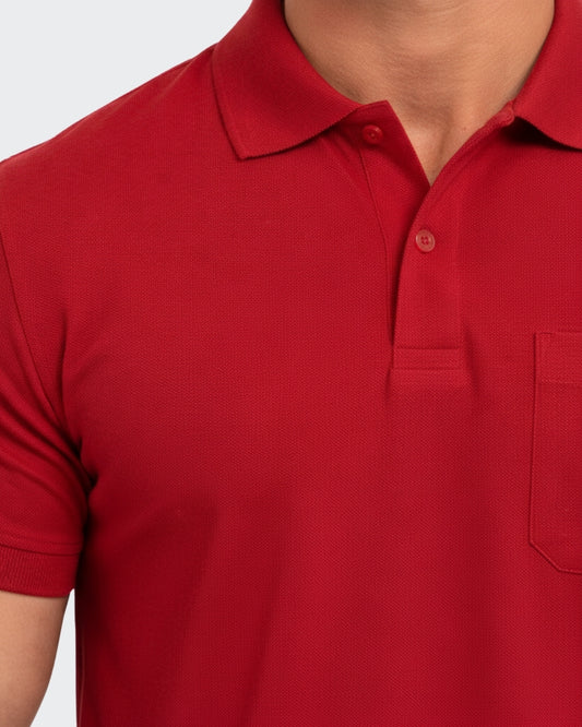 Men's Solid Red Matty Half Sleeve Polo Regular T-Shirt
