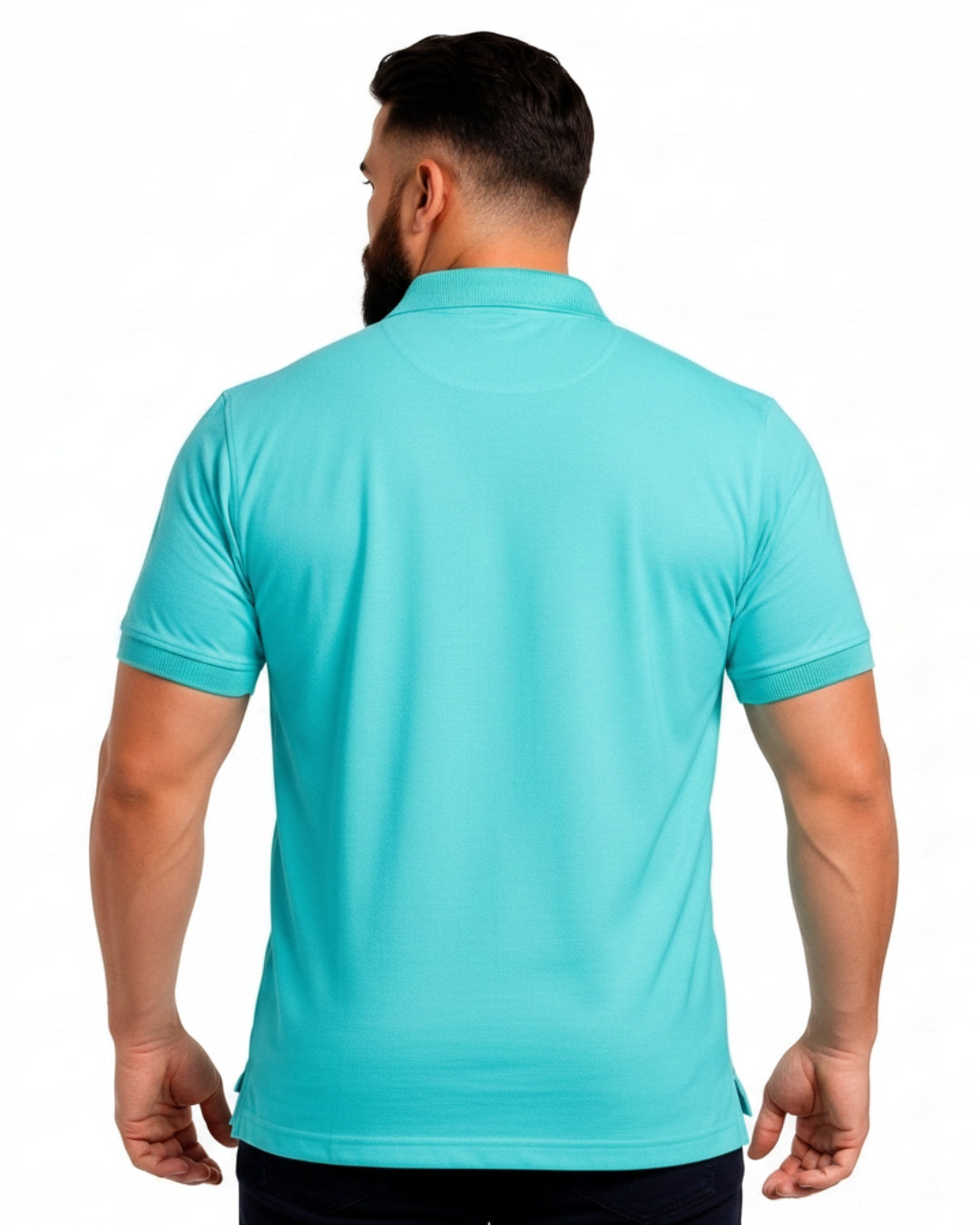 Men's Solid Aqua Matty Half Sleeve Polo Regular T-Shirt