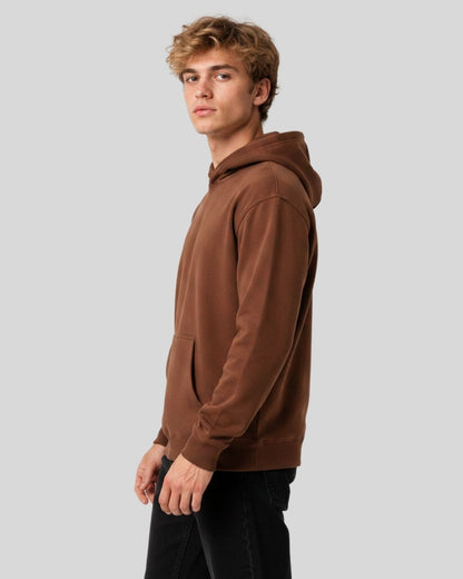 Men's Solid Brown Cotton Full Sleeve Oversized Hoodie