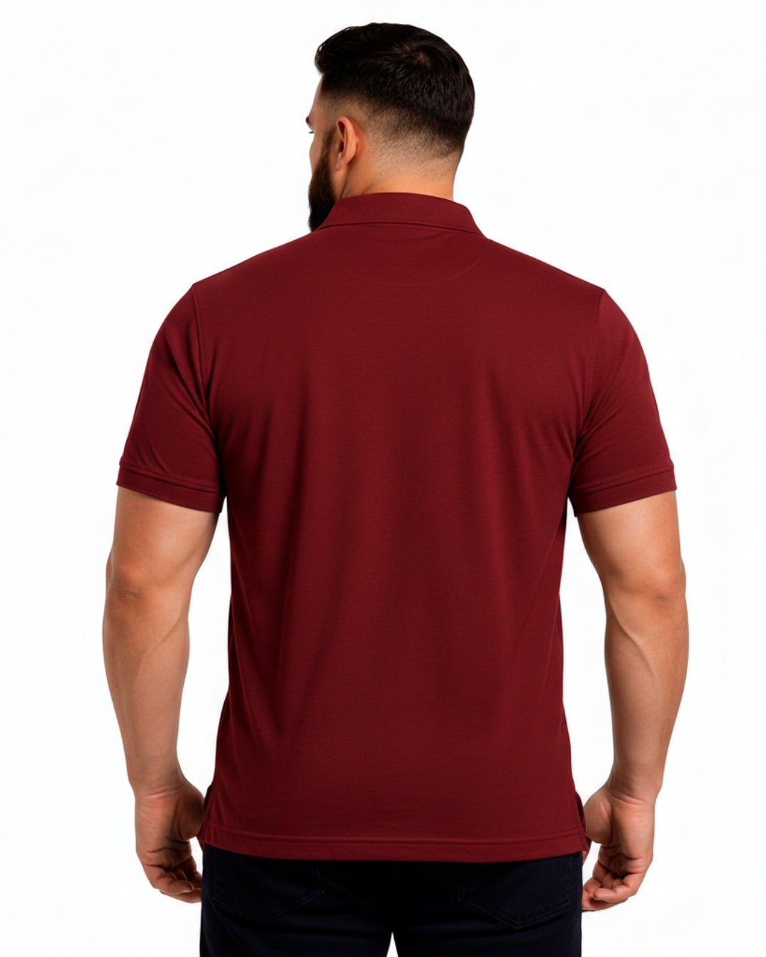 Men Plus size Polo Collar Pockets Maroon T-shirt
