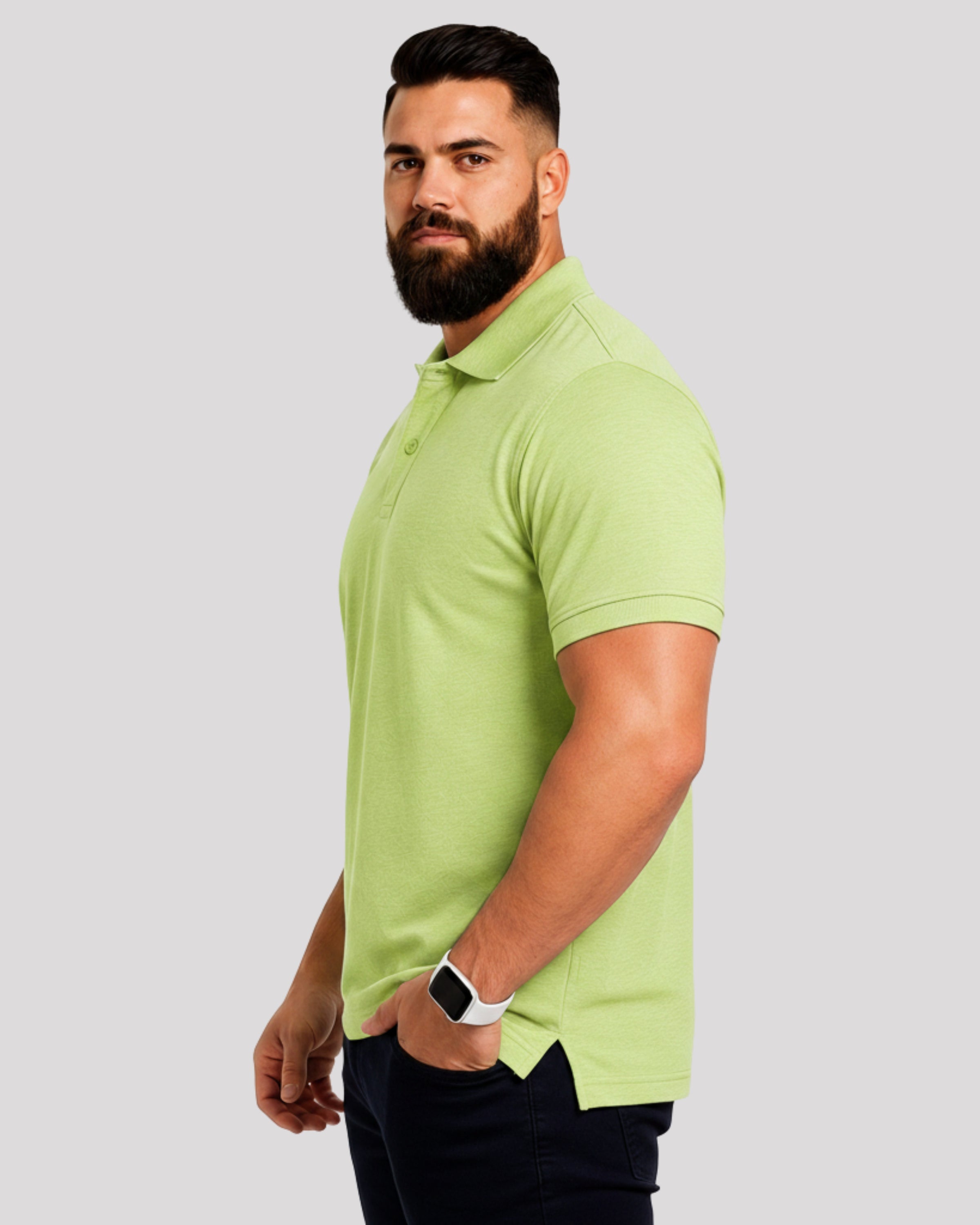 Men's Solid Olive Matty Half Sleeve Polo Regular T-Shirt