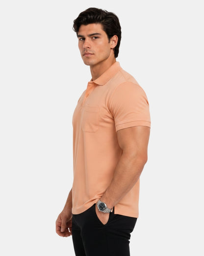 Men's Solid Peach Matty Half Sleeve Polo Regular T-Shirt