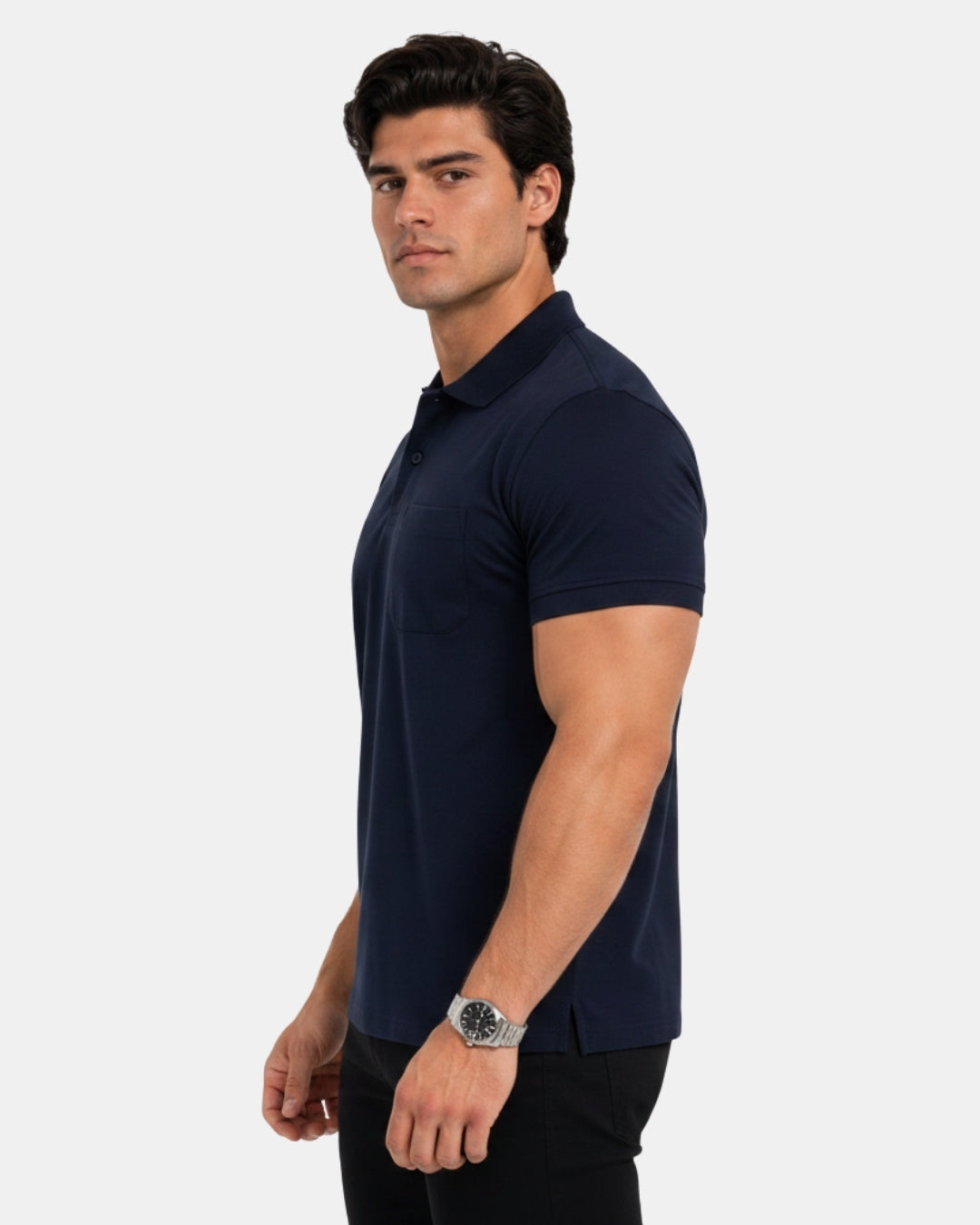 Men's Solid Navy Blue Matty Half Sleeve Polo Regular T-Shirt