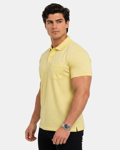 Men's Solid Lemon Matty Half Sleeve Polo Regular T-Shirt