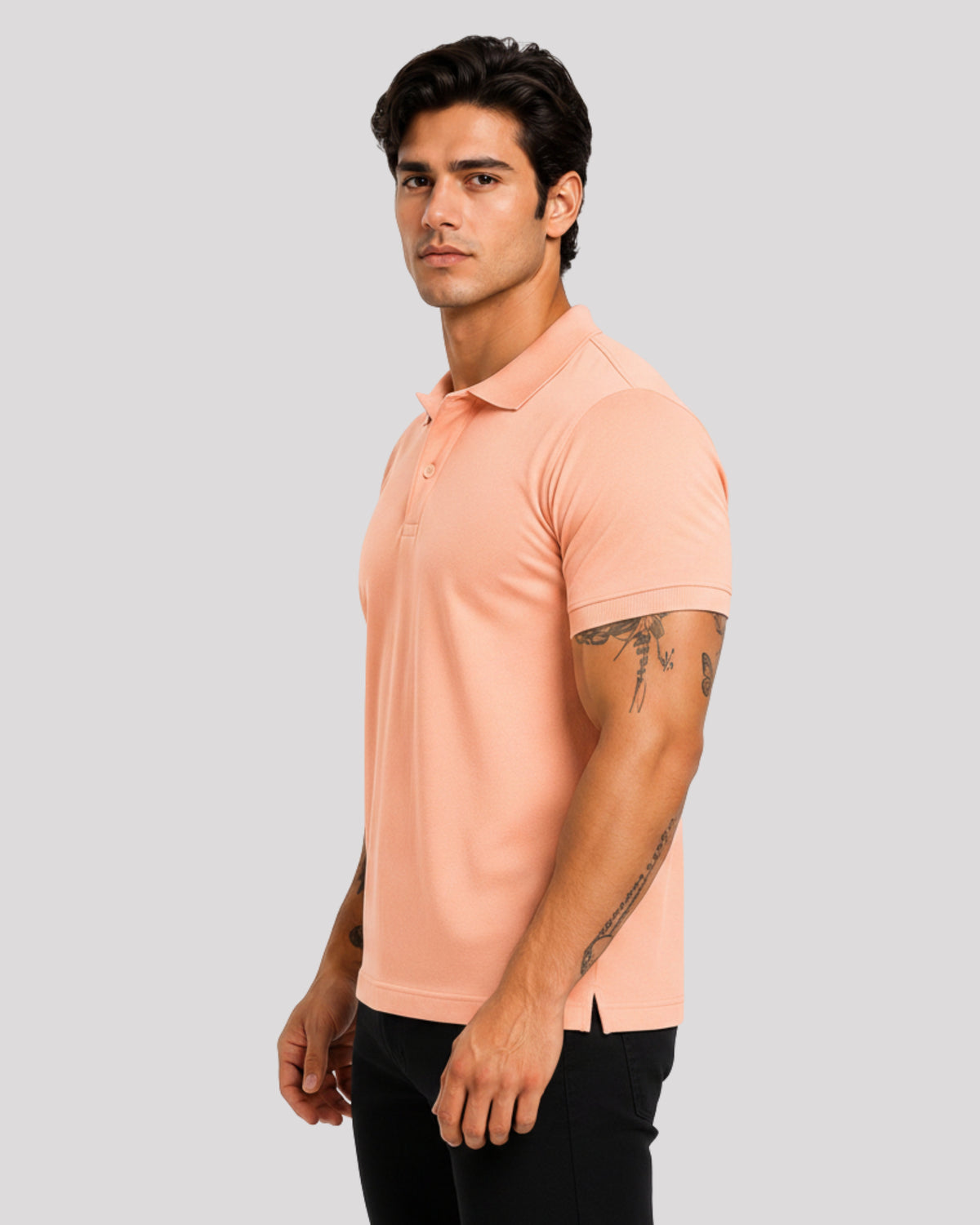 Men's Solid Peach Matty Half Sleeve Polo Regular T-Shirt