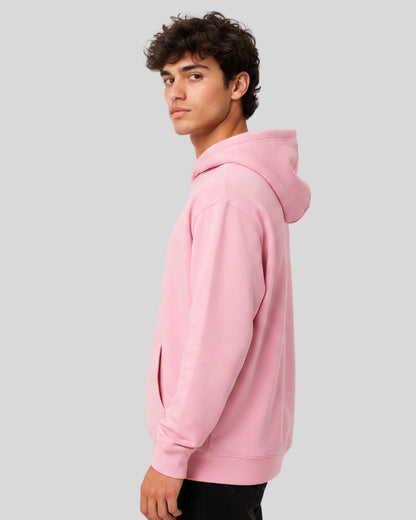 Men's Solid Pink Cotton Full Sleeve Oversized Hoodie