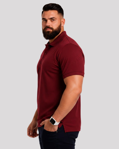 Men's Solid Maroon Matty Half Sleeve Polo Regular T-Shirt