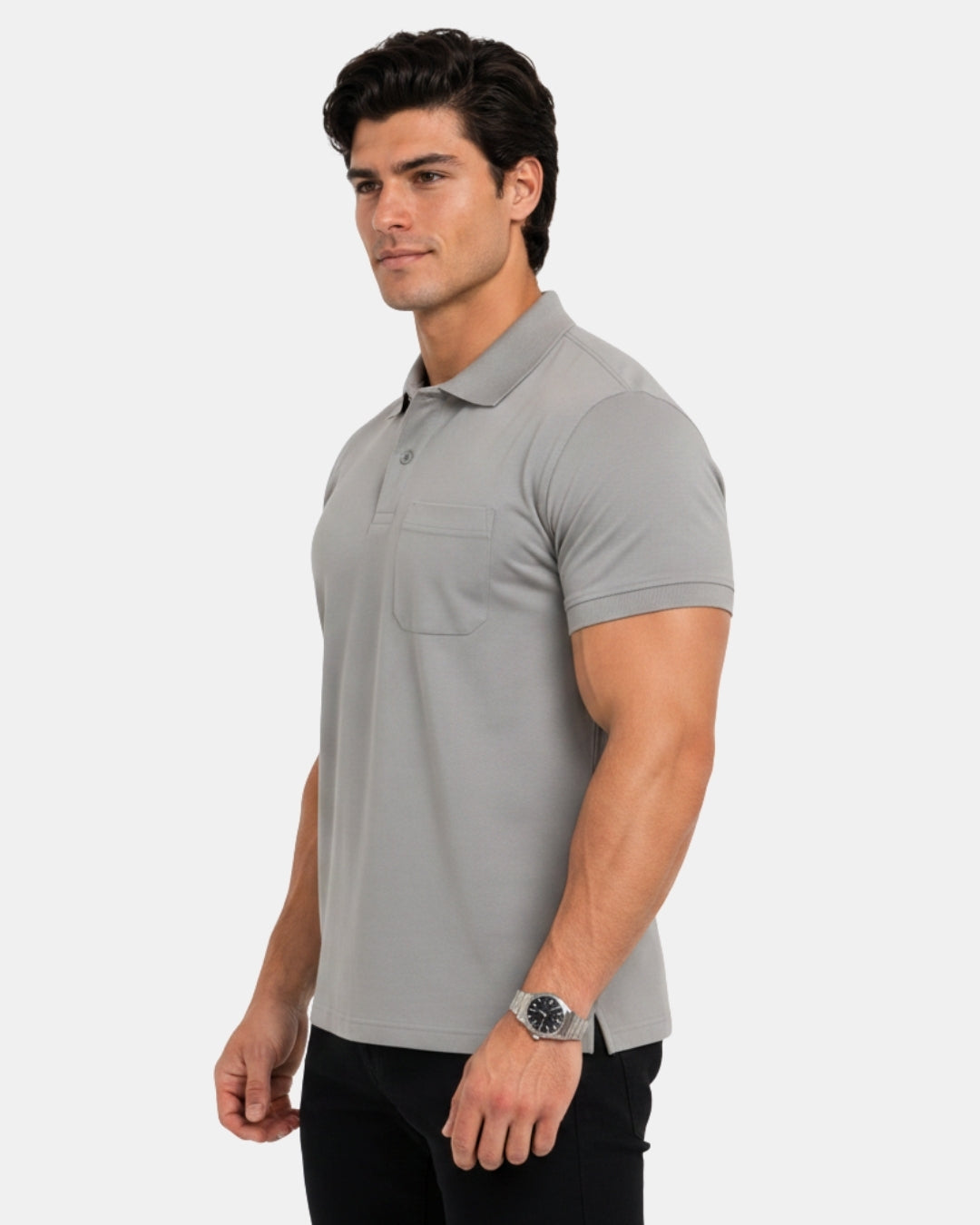 Men's Solid Grey Matty Half Sleeve Polo Regular T-Shirt