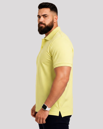 Men's Solid Lemon Matty Half Sleeve Polo Regular T-Shirt