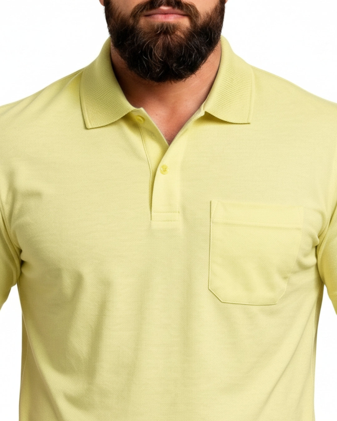 Men Plus size Polo Collar Pockets Lemon T-shirt