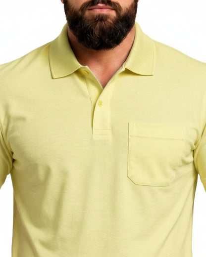 Men Plus size Polo Collar Pockets Lemon T-shirt