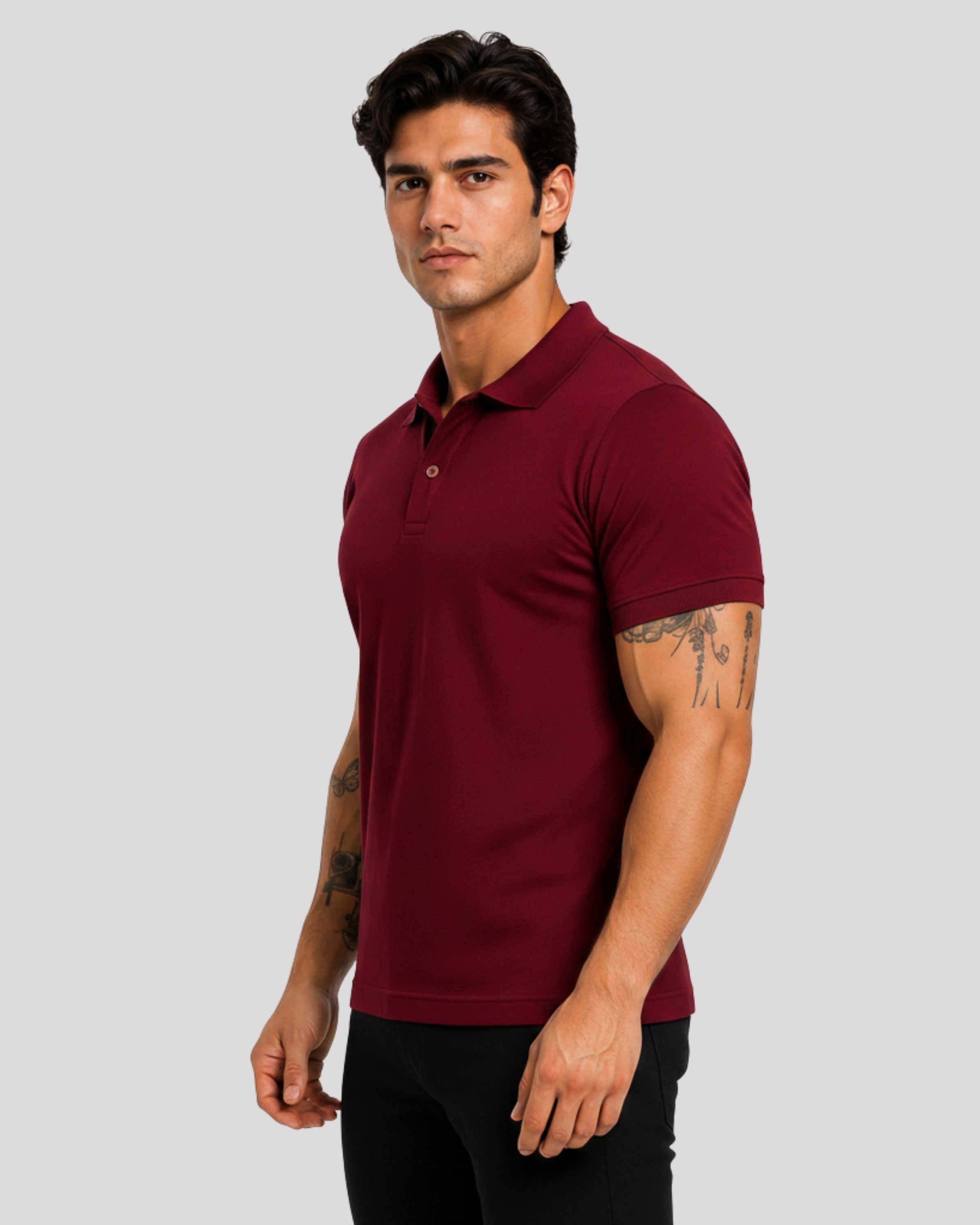Men's Solid Maroon Matty Half Sleeve Polo Regular T-Shirt