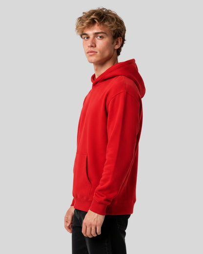 Men's Solid Red Cotton Full Sleeve Oversized Hoodie