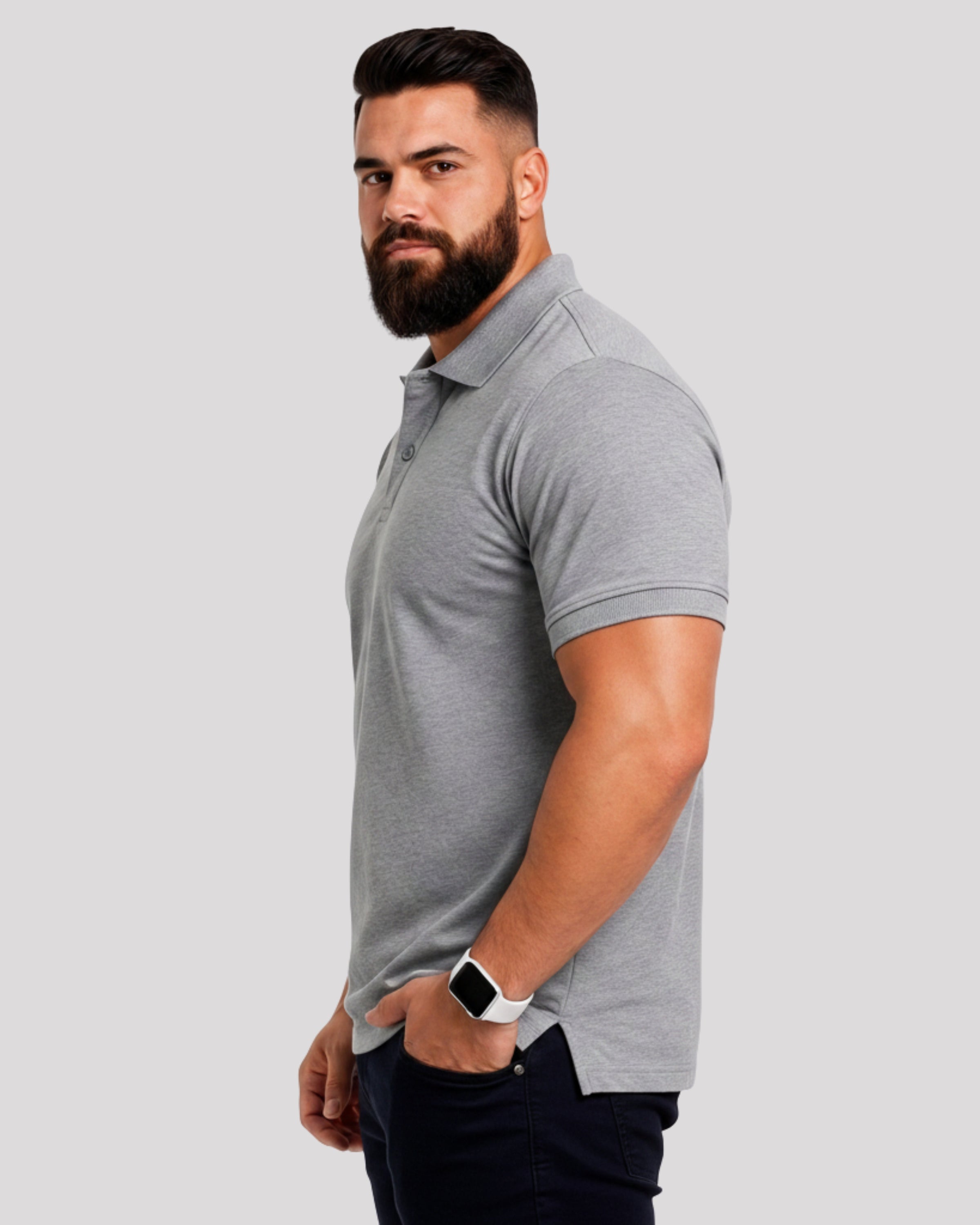 Men's Solid Grey Matty Half Sleeve Polo Regular T-Shirt