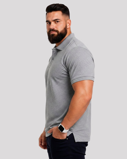 Men's Solid Grey Matty Half Sleeve Polo Regular T-Shirt