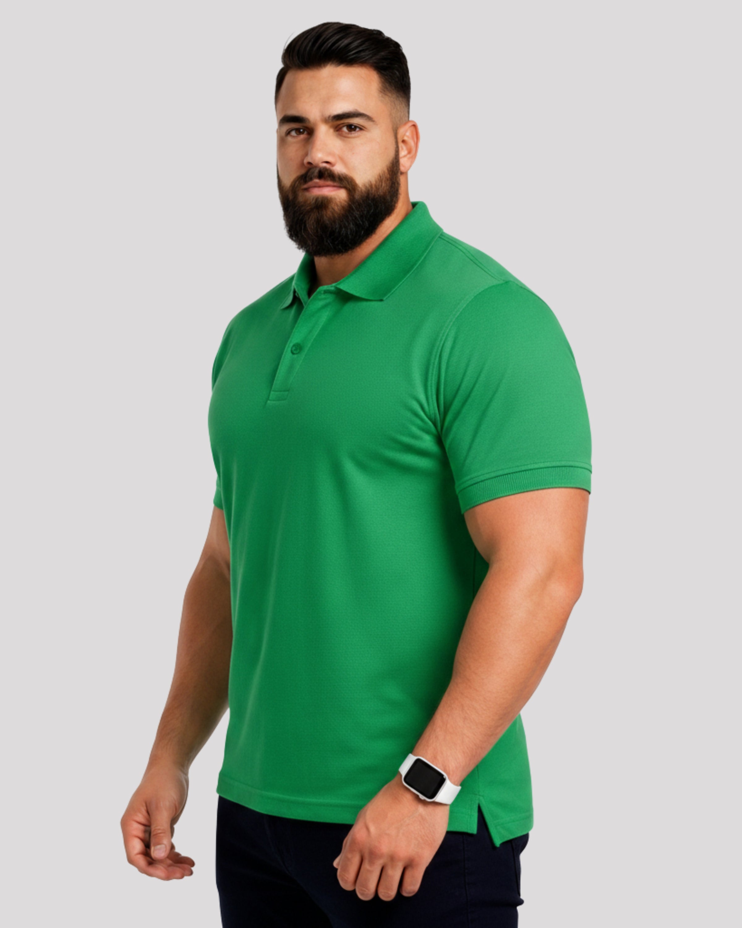 Men's Solid Green Matty Half Sleeve Polo Regular T-Shirt