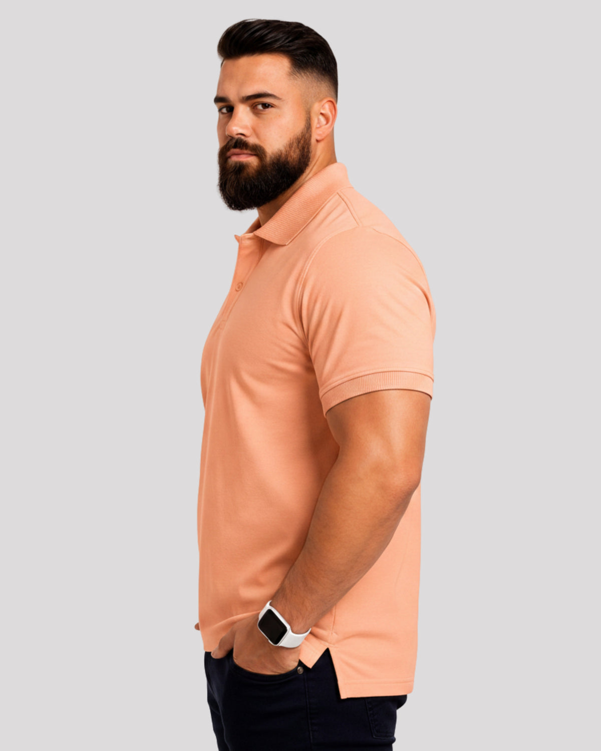 Men's Solid Peach Matty Half Sleeve Polo Regular T-Shirt