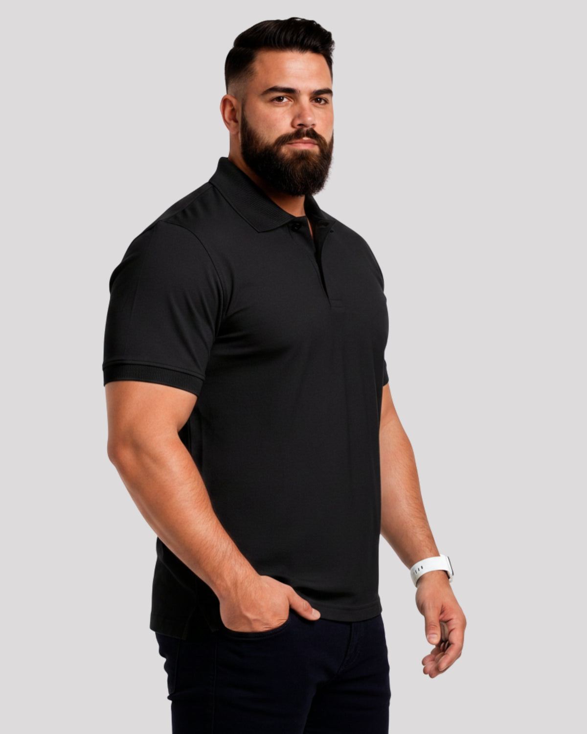 Men's Solid Black Matty Half Sleeve Polo Regular T-Shirt