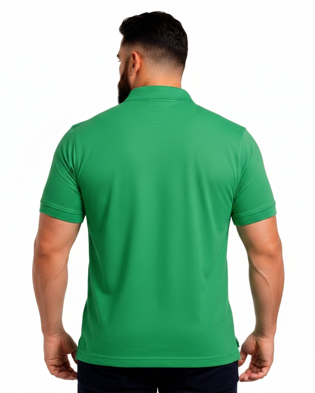 Men Plus size Polo Collar Pockets Green T-shirt