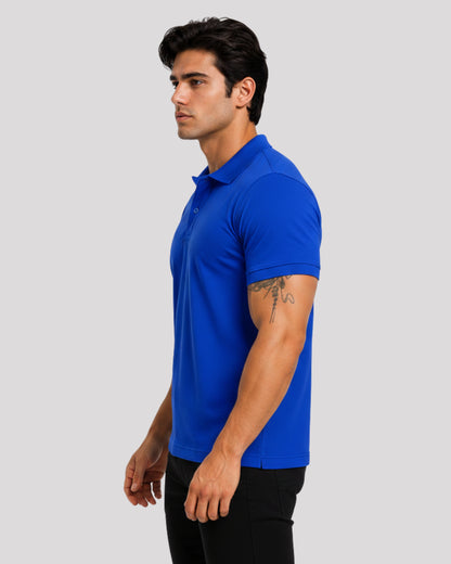 Men's Solid Royal Blue Matty Half Sleeve Polo Regular T-Shirt
