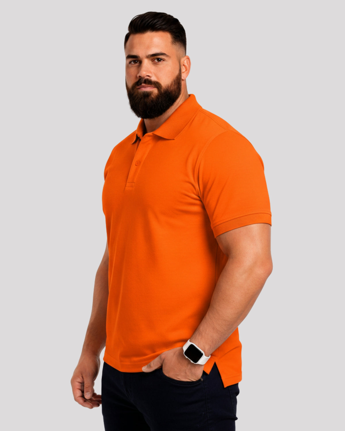 Men's Solid Orange Matty Half Sleeve Polo Regular T-Shirt
