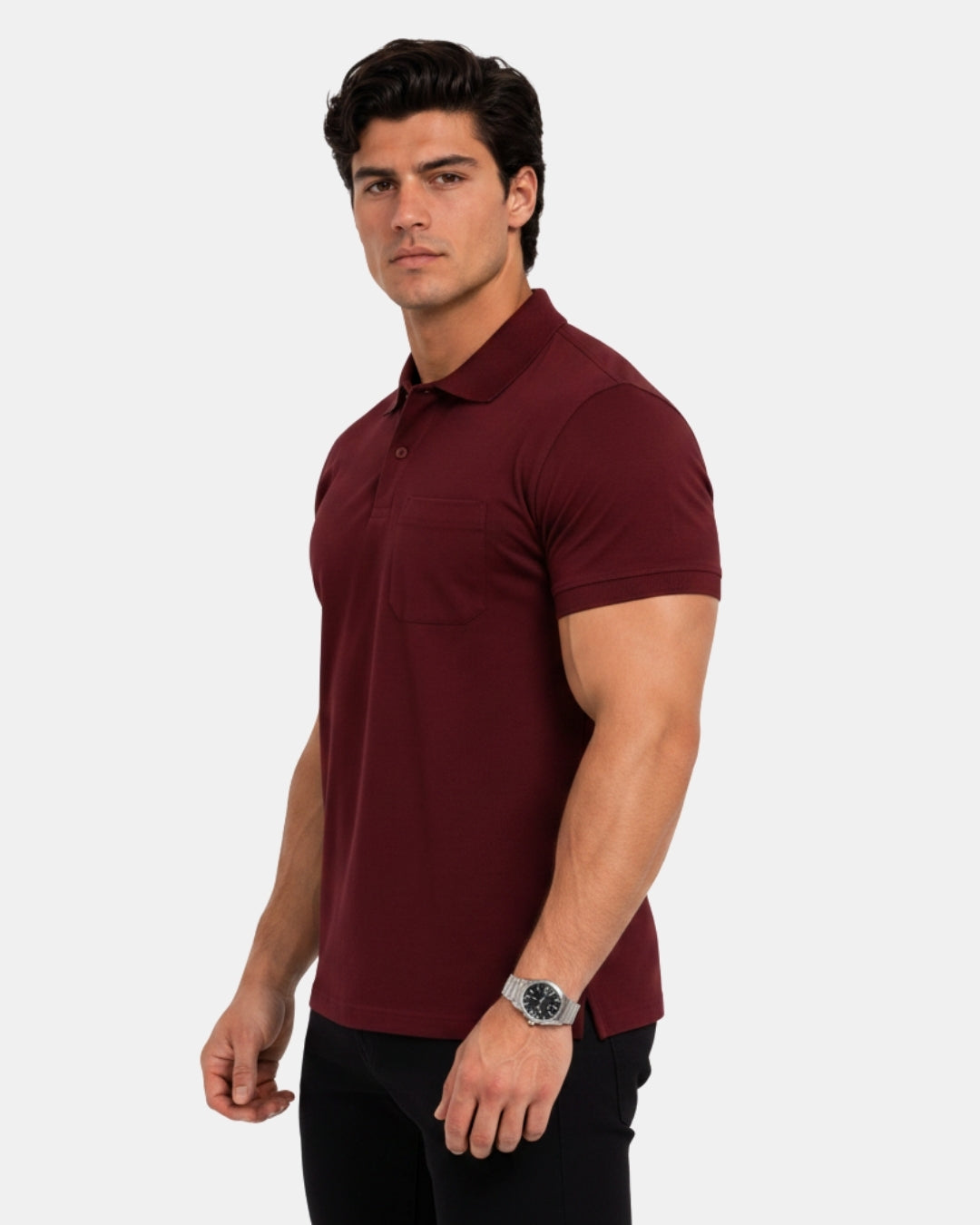 Men's Solid Maroon Matty Half Sleeve Polo Regular T-Shirt