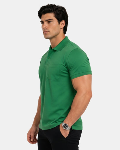 Men's Solid Green Matty Half Sleeve Polo Regular T-Shirt