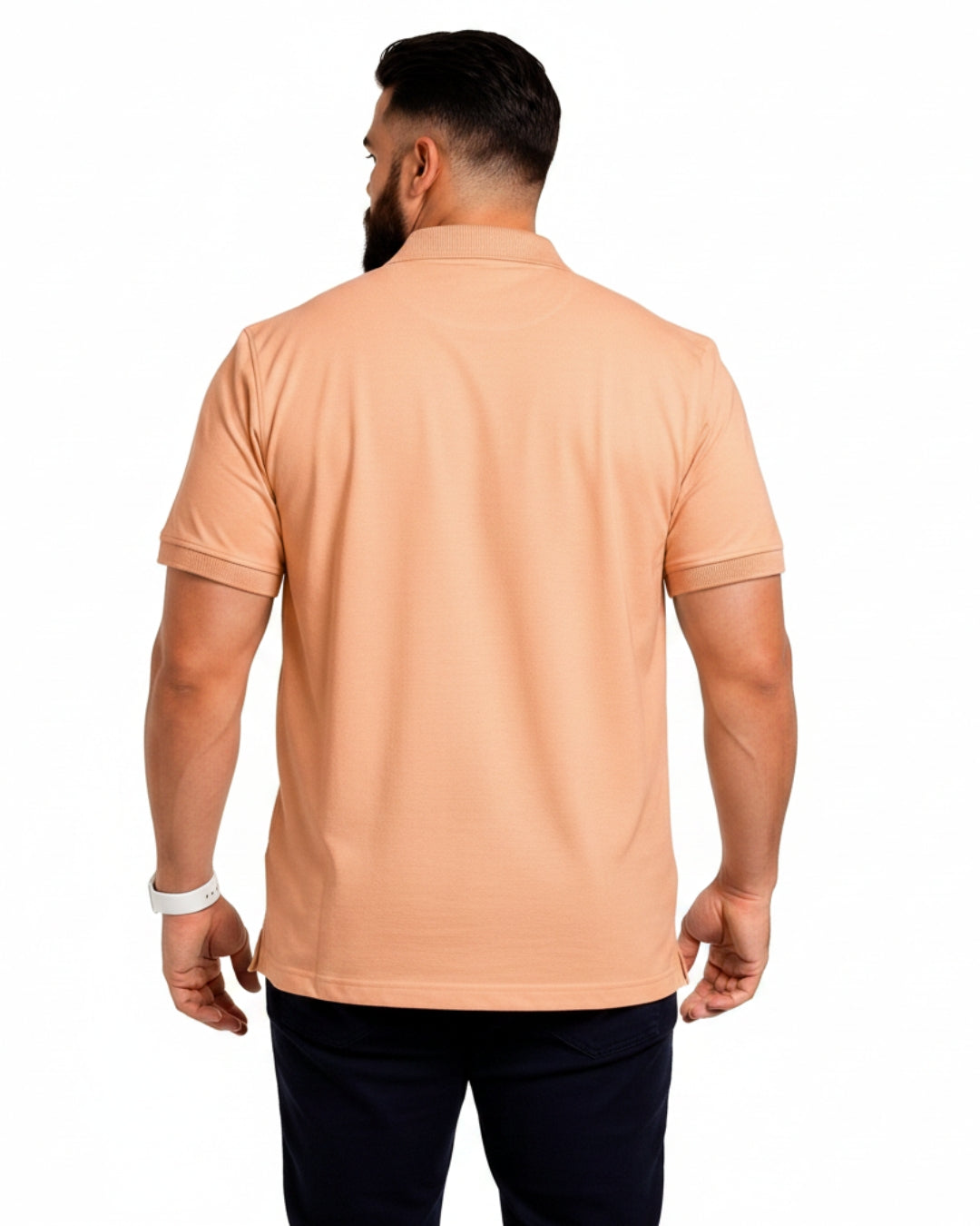 Men Plus size Polo Collar Pockets Peach T-shirt