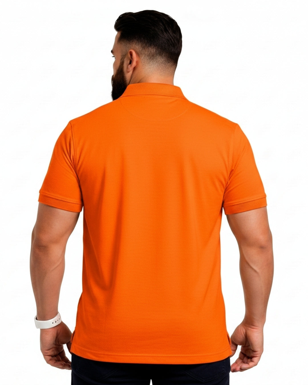 Men Plus size Polo Collar Pockets Orange T-shirt