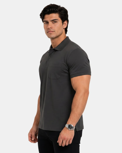 Men's Solid Dark Grey Matty Half Sleeve Polo Regular T-Shirt