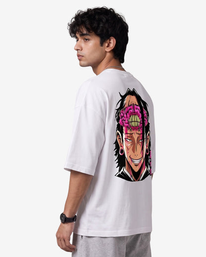 Sman's Solid White Cotton Crew Neck Oversized Printed T-Shirt For Men