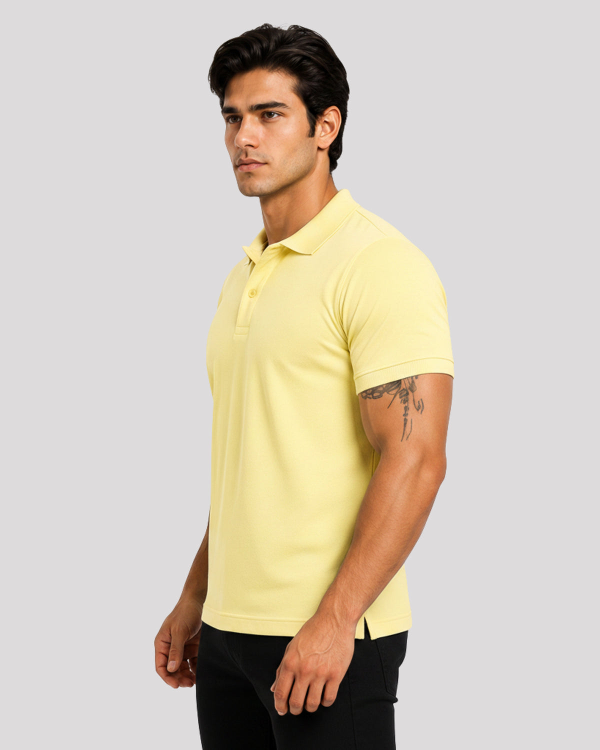 Men's Solid Lemon Matty Half Sleeve Polo Regular T-Shirt