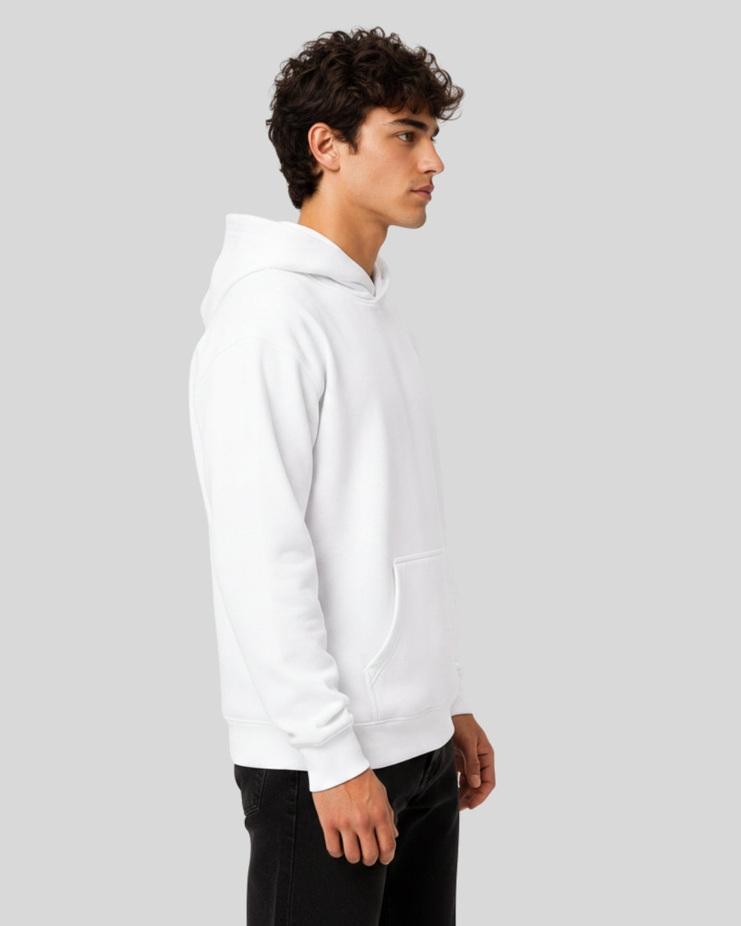 Men's Solid White Cotton Full Sleeve Oversized Hoodie