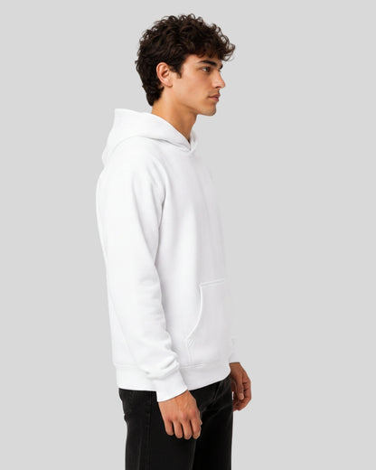 Men's Solid White Cotton Full Sleeve Oversized Hoodie