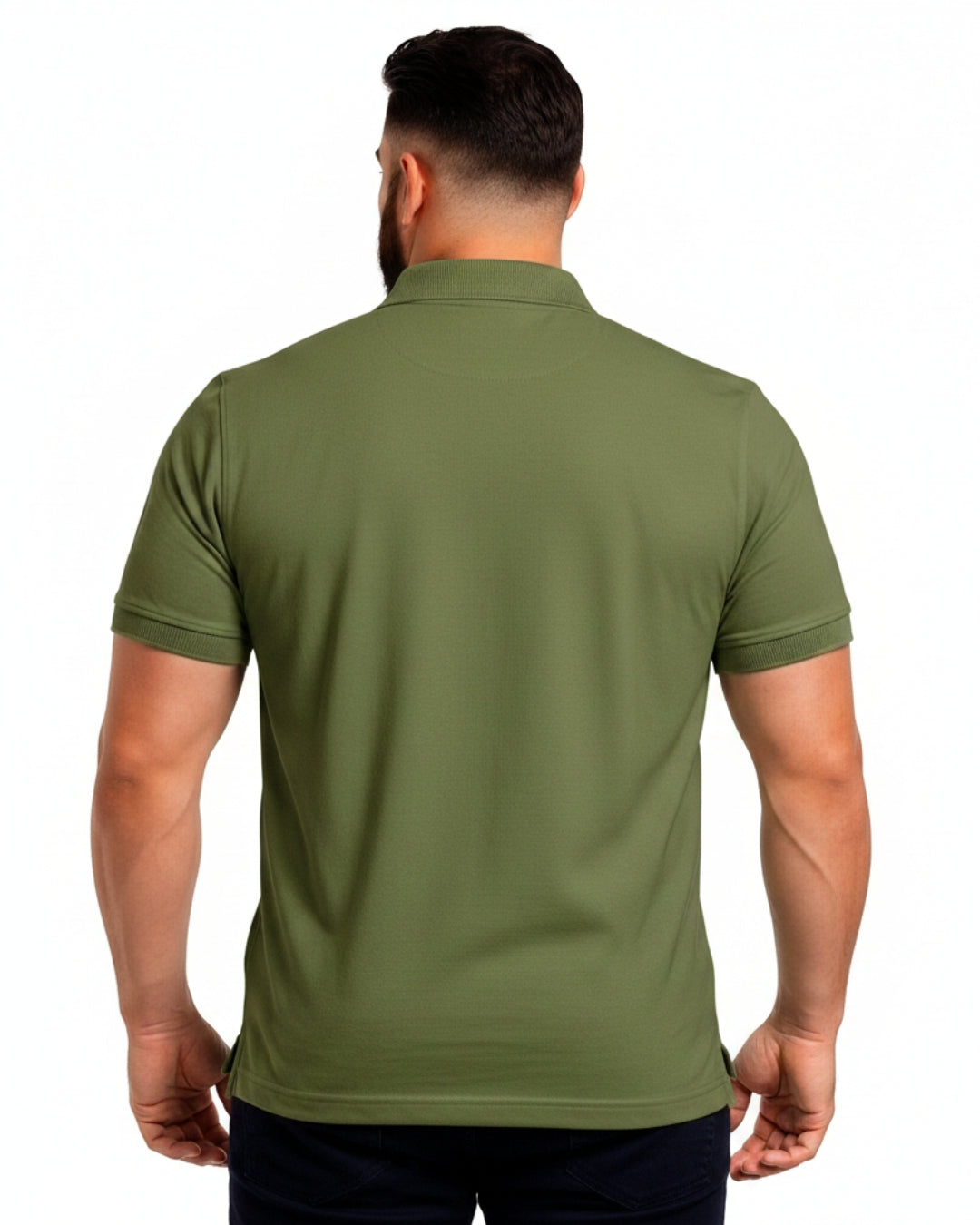Men Plus size Polo Collar Pockets Mehndi T-shirt