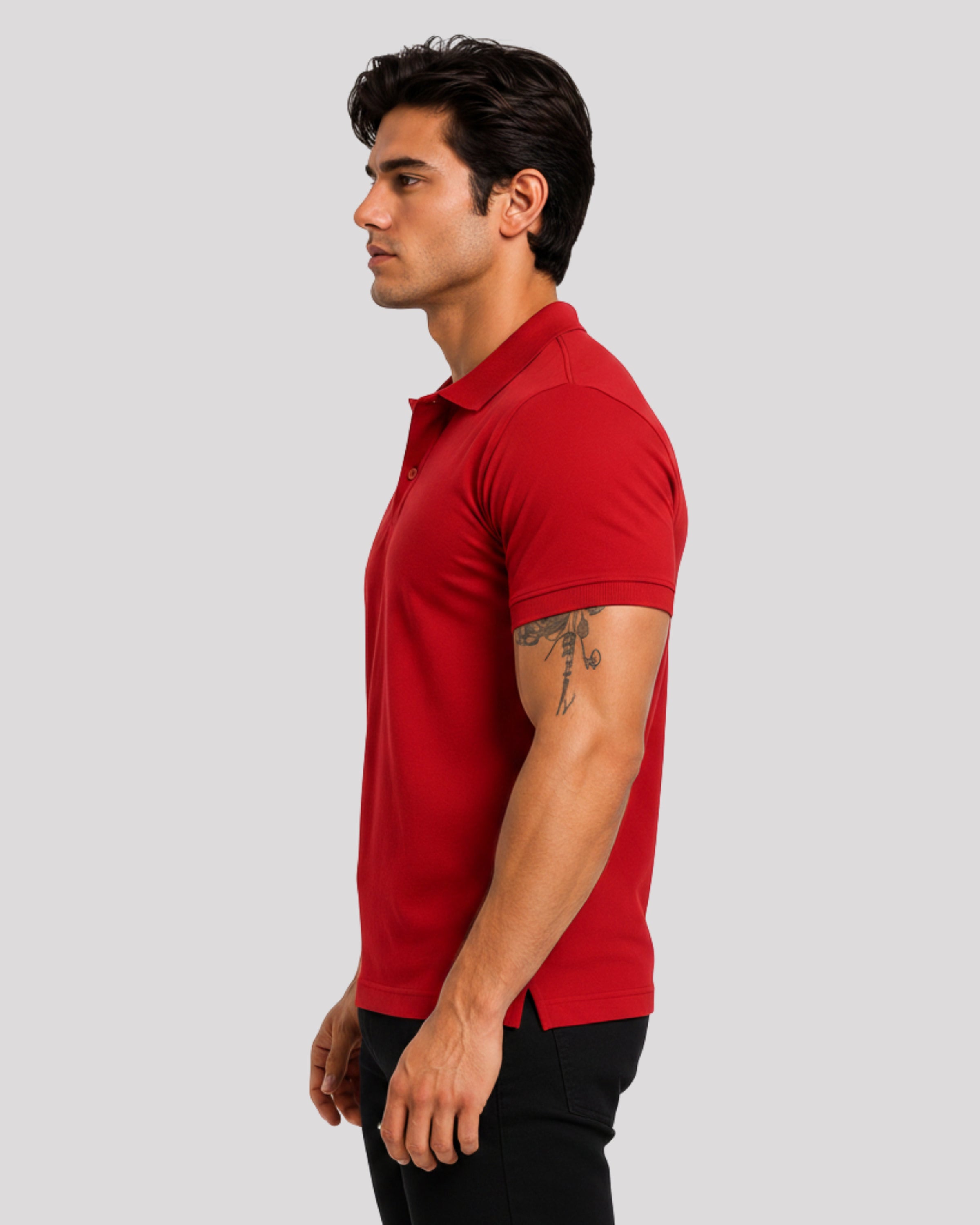 Men's Solid Red Matty Half Sleeve Polo Regular T-Shirt