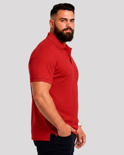 Men's Solid Red Matty Half Sleeve Polo Regular T-Shirt