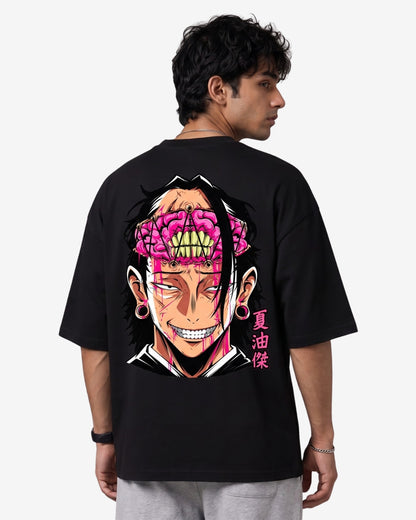 Sman's Solid Black Cotton Crew Neck Oversized Printed T-Shirt For Men