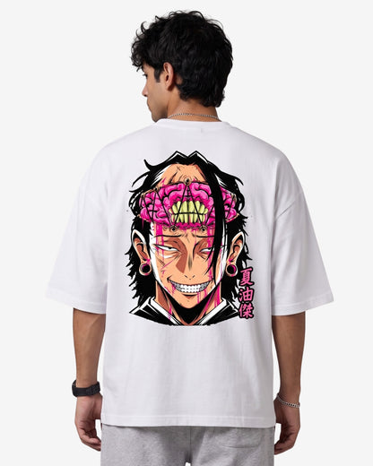 Sman's Solid White Cotton Crew Neck Oversized Printed T-Shirt For Men