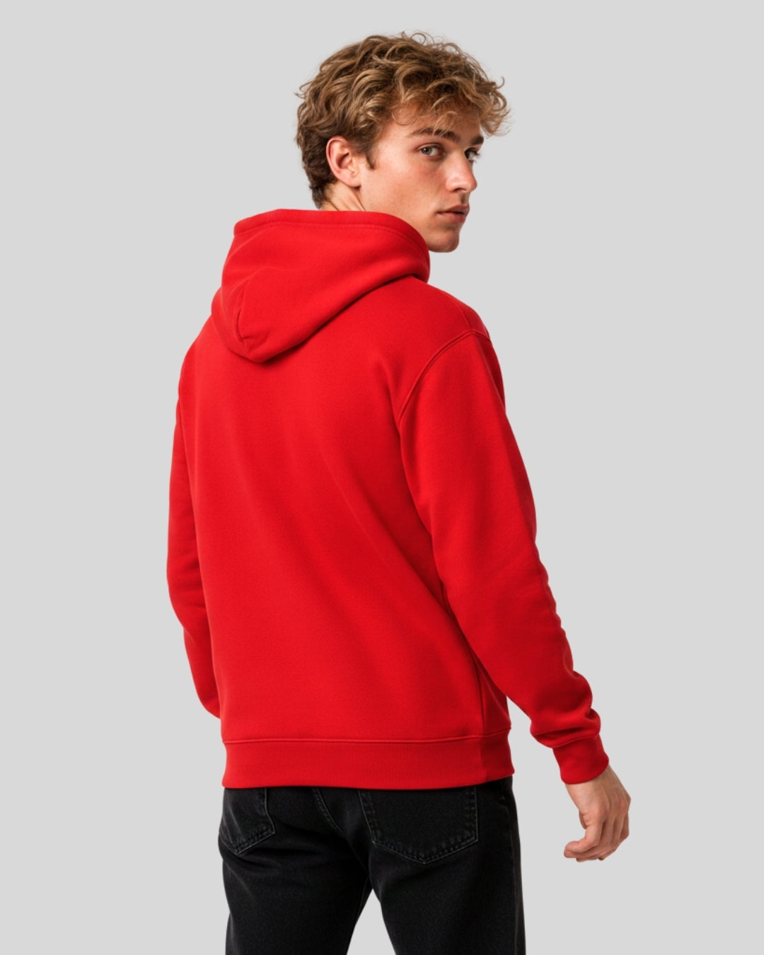 Men's Solid Red Cotton Full Sleeve Oversized Hoodie