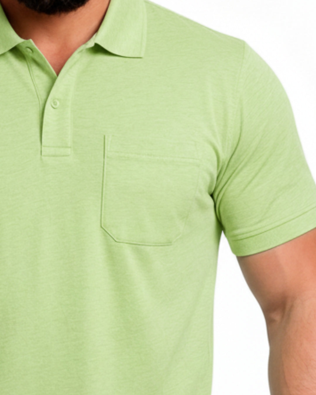 Men Plus size Polo Collar Pockets Olive T-shirt