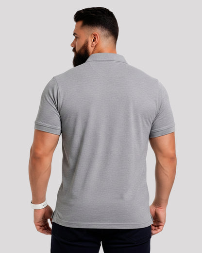 Men's Solid Grey Matty Half Sleeve Polo Regular T-Shirt