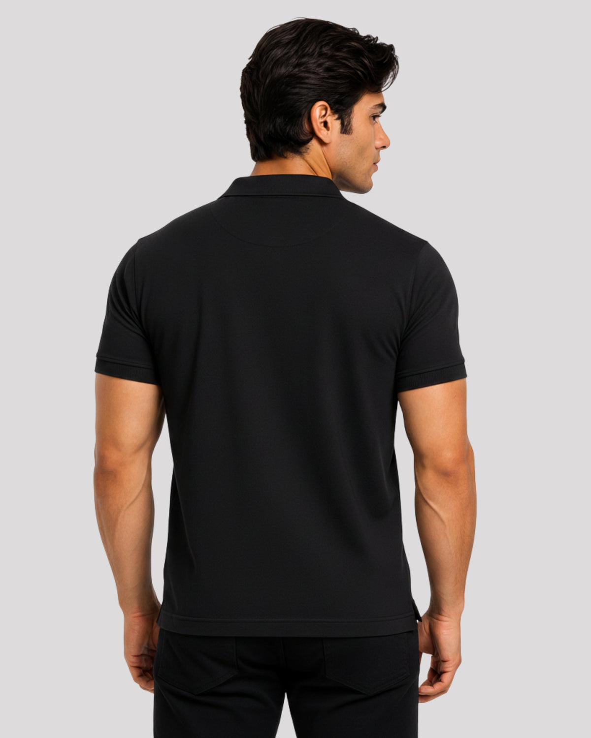 Men's Solid Black Matty Half Sleeve Polo Regular T-Shirt