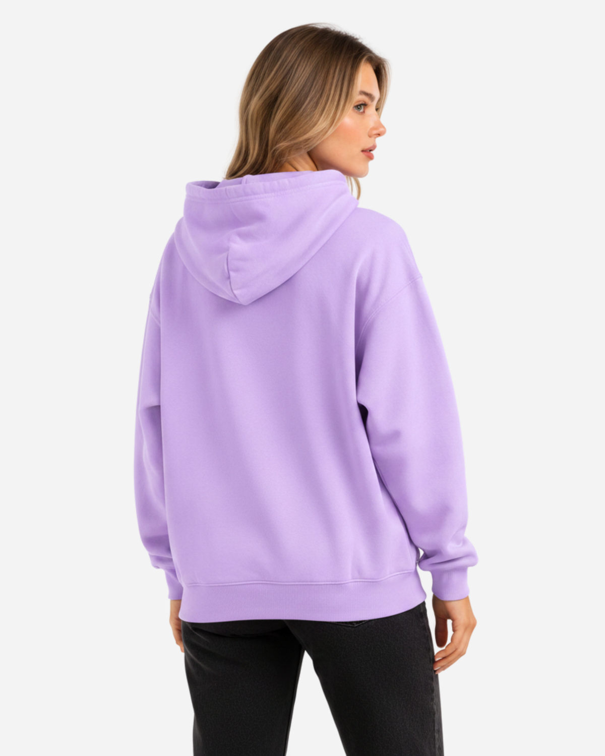 Women's Solid Lavender Cotton Full Sleeve Oversized Hoodie